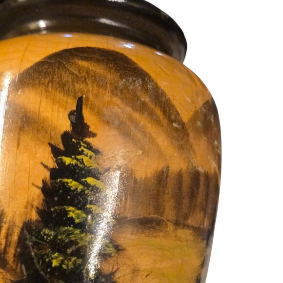 Vintage Wooden Vase Black Forest German Hand Carved Painted 5 inch Wood - Picture 10 of 16